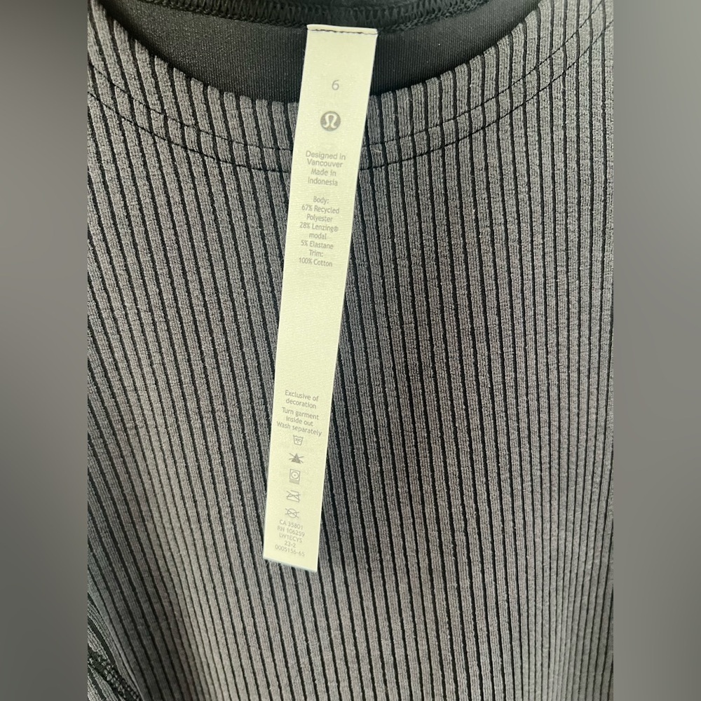 Lululemon Ribbed Softstreme Slim-Fit Tank Dress Dark Gray (Size 6) - Picture 10 of 12
